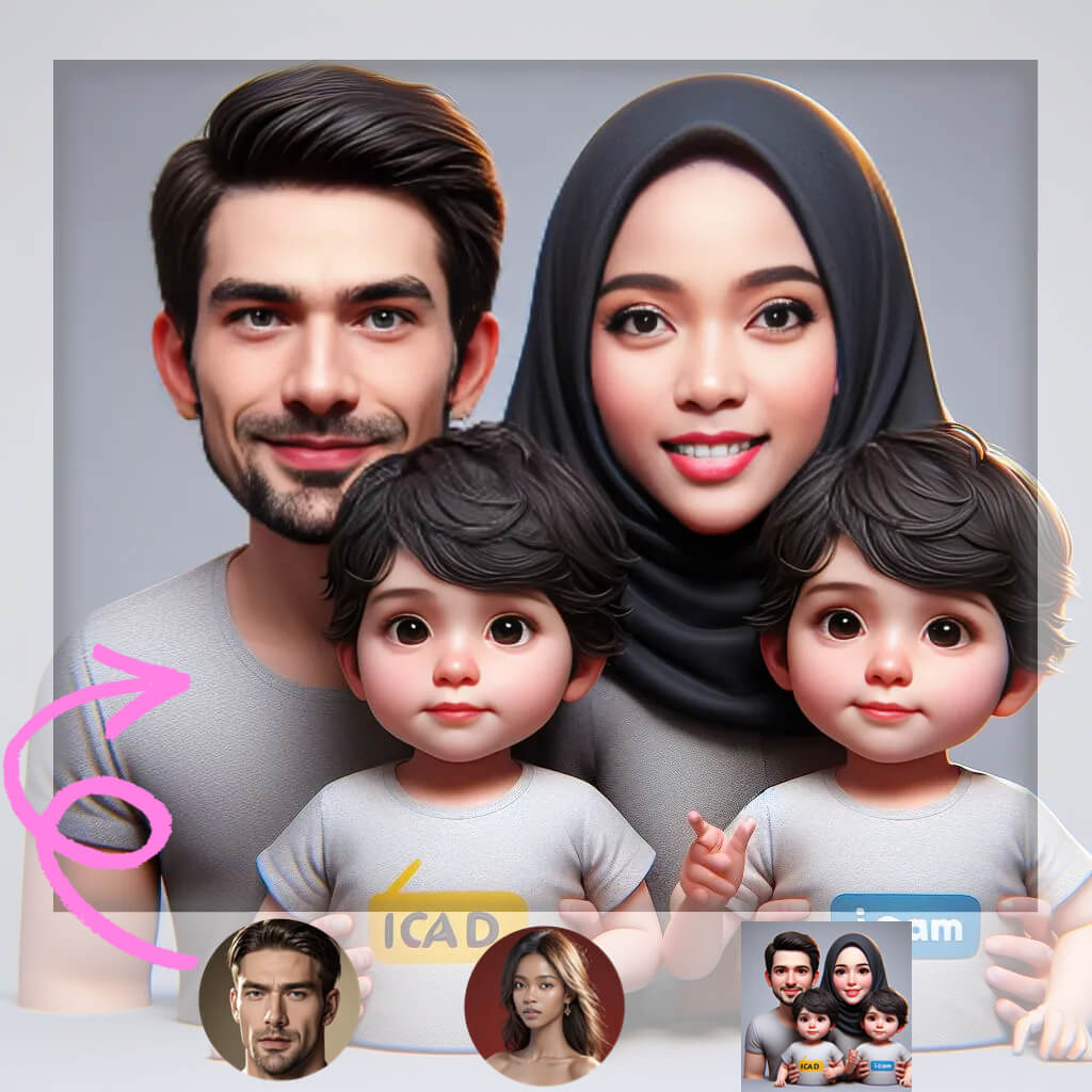 Create Cartoon Style Family Portrait with Mutiple AI Face Swap