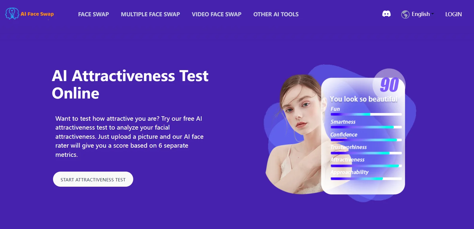 AI attractiveness test of AIFaceswap