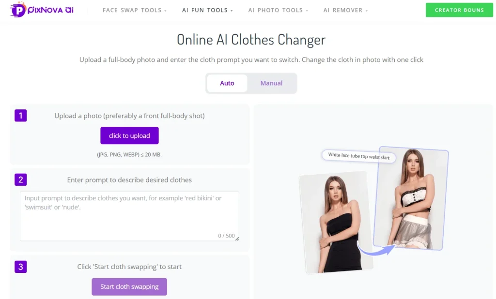 AI clothes changer of PixNova AI