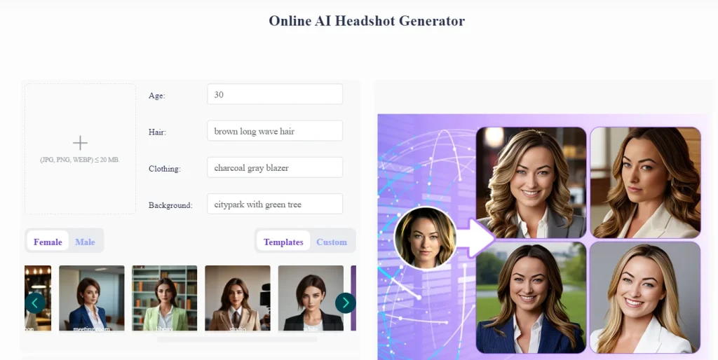AI headshot generator of AIFaceswap