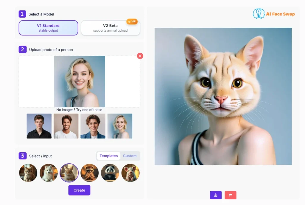 Beginner animal face swap tutorial case - easy to operate