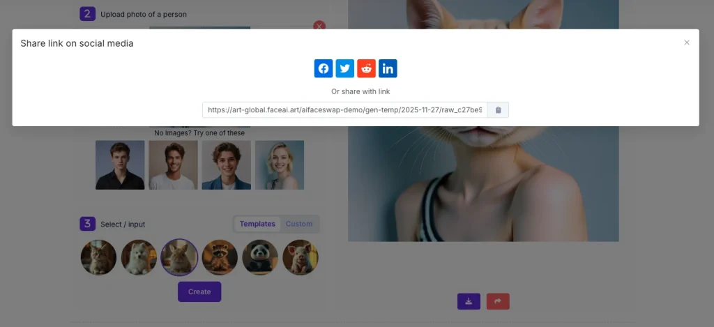 Downloadable & shareable animal face swap tutorial reference - universally compatible