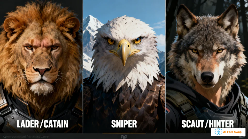 Realistic animal face swap portrait - natural transition effect