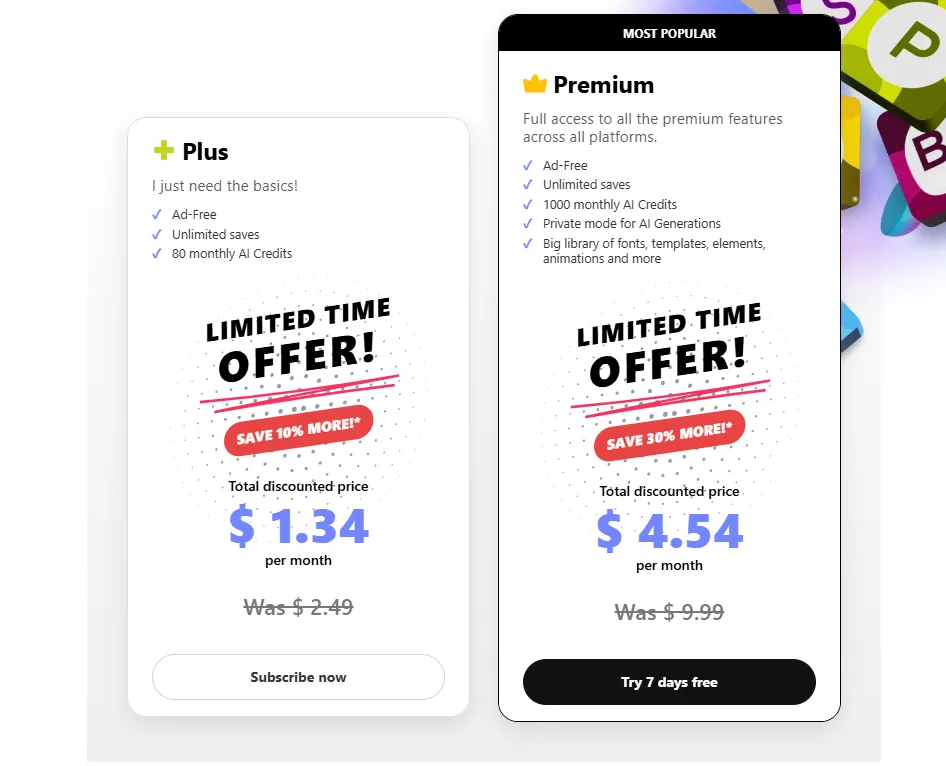 Pixlr's price strategy