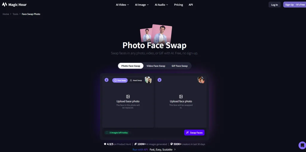 Magic Hour AI homepage