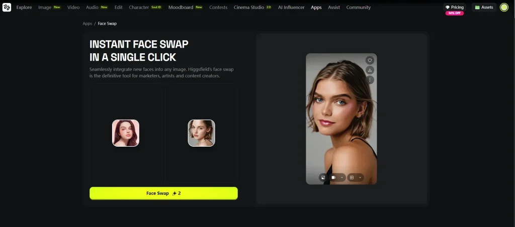 Higgsfield photo face swap