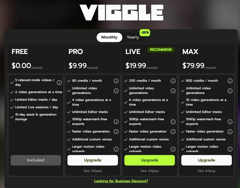 Viggle ai faceswap pricing